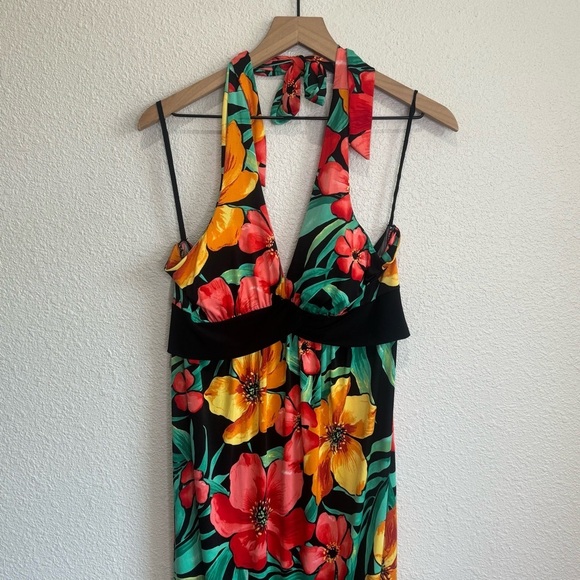 Kisses & Hugs Womens 2X Tropical Stretch Jersey Knit Floral Hawaiian Maxi Dress - Picture 3 of 9